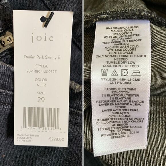 Joie Denim Park Skinny E Mid-Rise Jeans in Noir Black Size 29 - Picture 11 of 12
